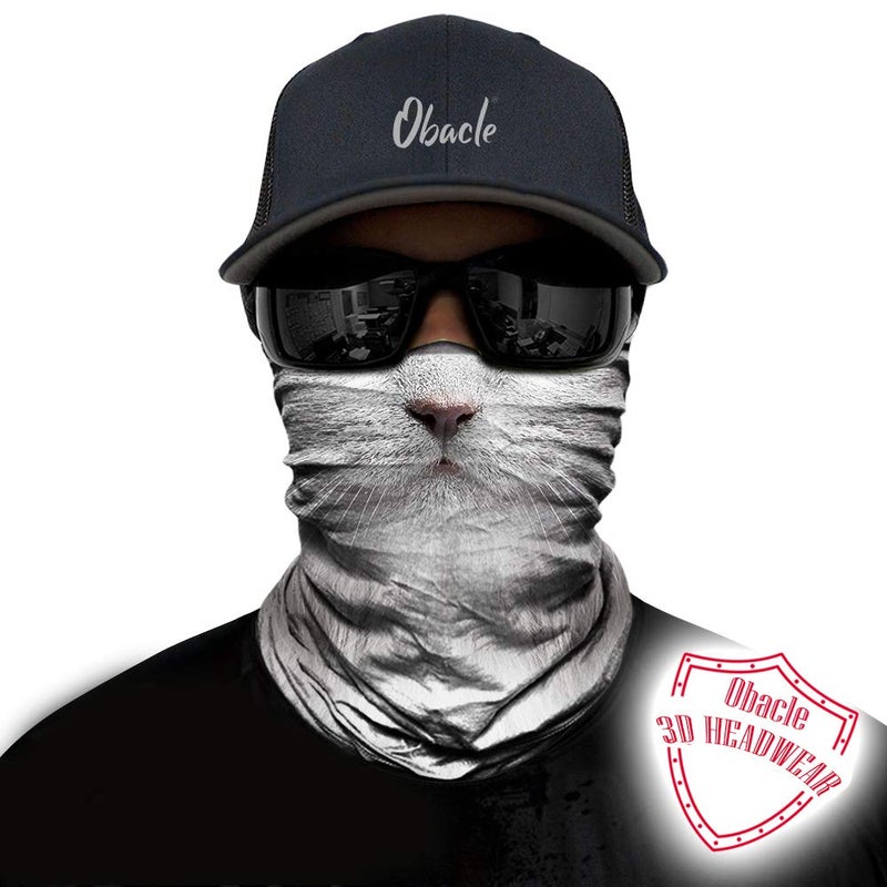 Obacle Cat Half Face Mask Sun Dust Wind Protection Durable Breathable Seamless Face Mask for Men Women, Lightweight Thin Neck Gaiter for Outdoor Sports Gifts (Cat Cute Gray Hair) - Image 2